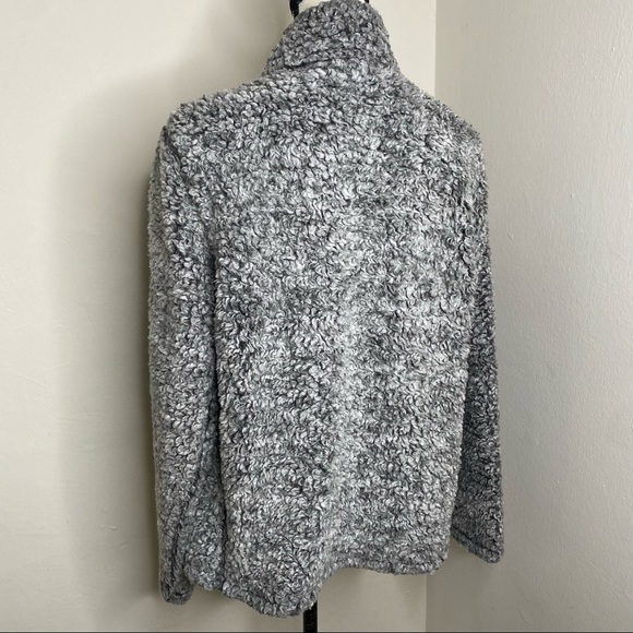 MV Sport  Sherpa Women's Long Sleeve Quarter Zip Gray Sweater Jacket‎ Size Large - Picture 11 of 11